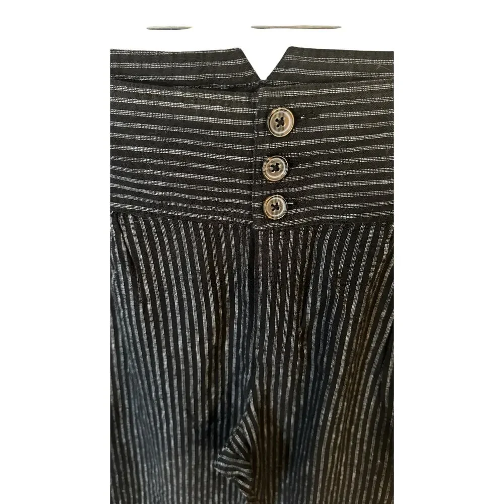 SUNDANCE NWOT Amelia Linen Blend Pinstripe Pants Size 16 Black Old Money Neutral